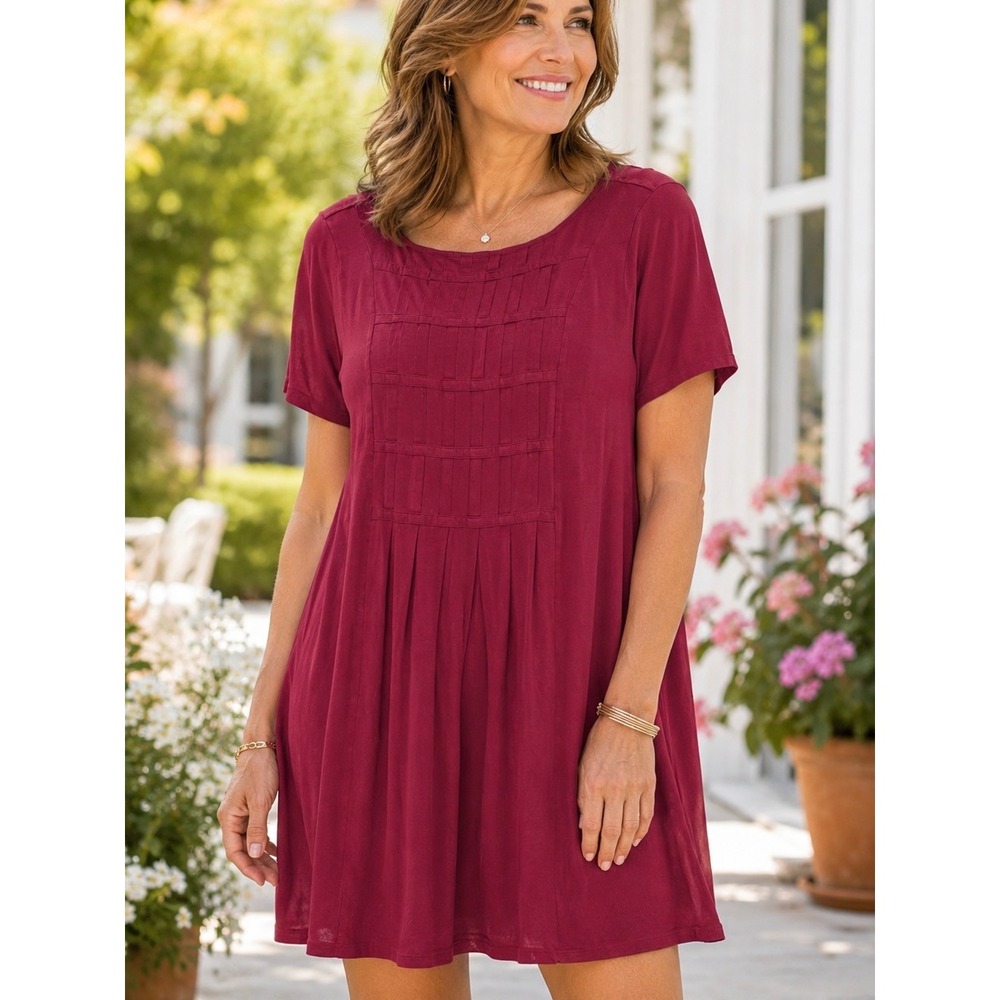J. Jill‎ Womens Dress Pink Large Jersey Knit Casual Travel Berry Summer